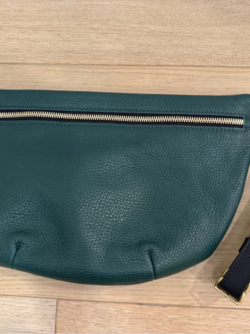 Like New!βClare V Dark Green Pebbled Leather Grande Fanny